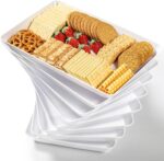 4-Pack Plastic 16″ x 11″ Large White Serving Trays Set – Reusable Serving Platters for Cookie, Appetizer, Charcuterie, Snack, Dessert, Party Food Display – Stackable Kitchen CounterTop Tray, BPA Free - Image 2