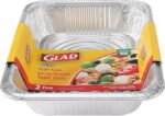 Glad Disposable Half Size Aluminum Steam Pans, Deep Heavy Duty Foil Pans for Steaming, Baking, Roasting, Meal Prep, Catering & Freezer Storage, 12.5 x 10.25 x 2.5 Inch, 2 Count - Image 4