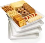 4-Pack Plastic 16″ x 11″ Large White Serving Trays Set – Reusable Serving Platters for Cookie, Appetizer, Charcuterie, Snack, Dessert, Party Food Display – Stackable Kitchen CounterTop Tray, BPA Free - Image 5