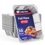 JOLLY CHEF 9×13 Aluminum Foil Pans (30 Pack) – Disposable Half Size Deep Steam Foil Pans for Roasting Turkey, Lasagna, Casseroles – Thanksgiving, Christmas, Parties, Catering - Image 2