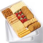4-Pack Plastic 16″ x 11″ Large White Serving Trays Set – Reusable Serving Platters for Cookie, Appetizer, Charcuterie, Snack, Dessert, Party Food Display – Stackable Kitchen CounterTop Tray, BPA Free - Image 3
